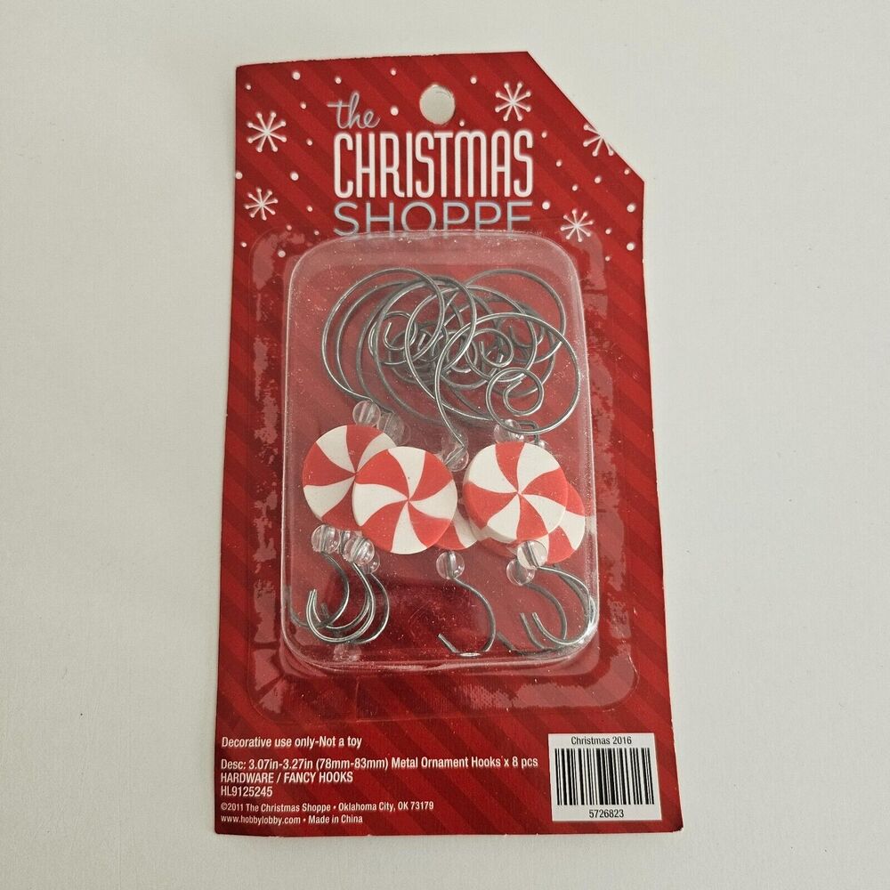 The Christmas Shoppe Peppermint Candy Metal Ornament Hooks - 8 Pieces
